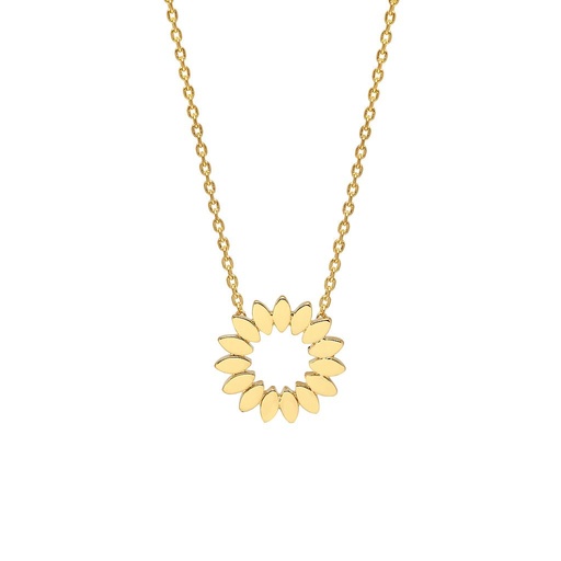 [EB3431C] Modern Floral Necklace - Gold Plated
