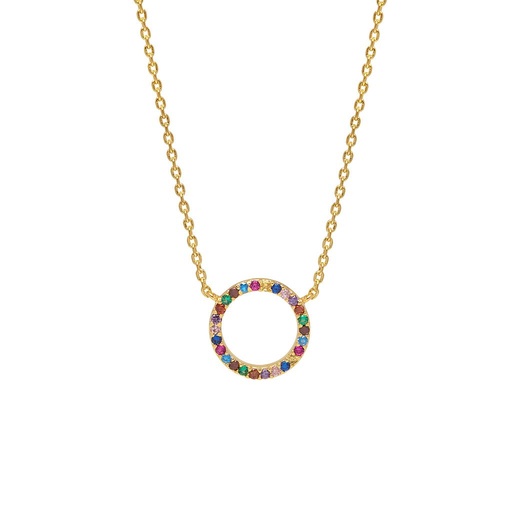 [EB3444C] Multi Cz Circle Necklace - Gold Plated