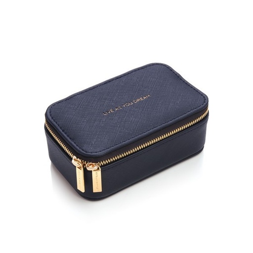 [EBP2382] Mini Jewellery Box - Navy - Saffiano