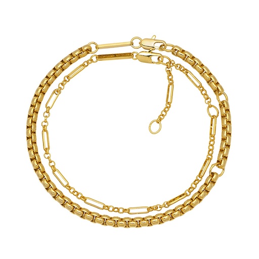 [EBB4816G] Double Layer Rope Detail Bracelet - Gold