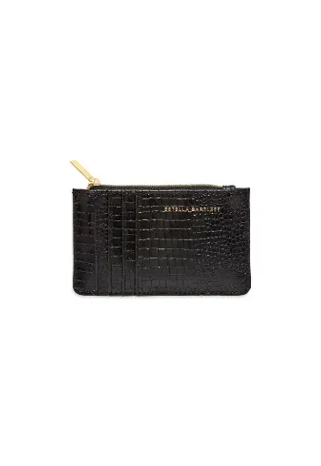 [EBP4961] Card Purse - Black - Croc