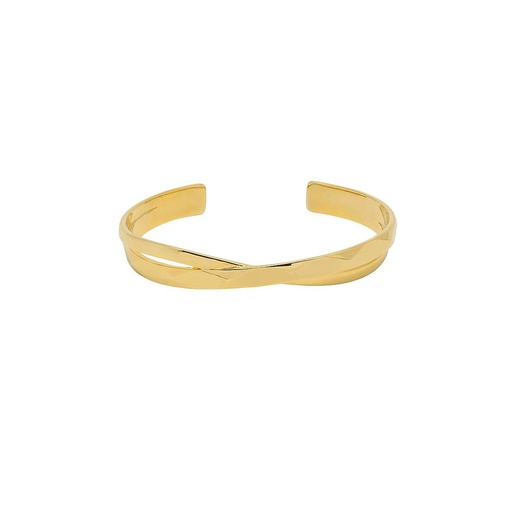 [EBB5012G] Faceted Texture Crossover Open Cuff Bangle