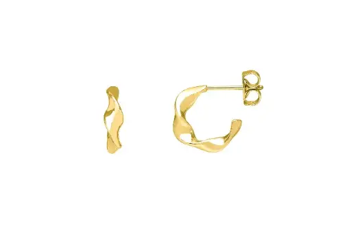 [EBE5105G] Twist Hoop Earrings Gold