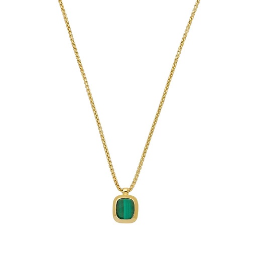 [EBN5134G] Malachite Tablet Pendant - Gold