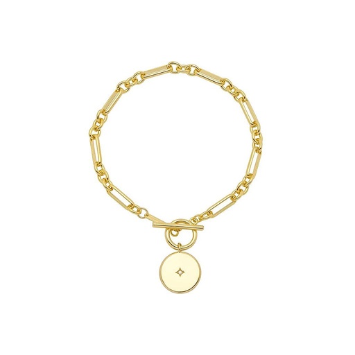 [EBB5152G] T-Bar Bracelet With Star Coin - Gold