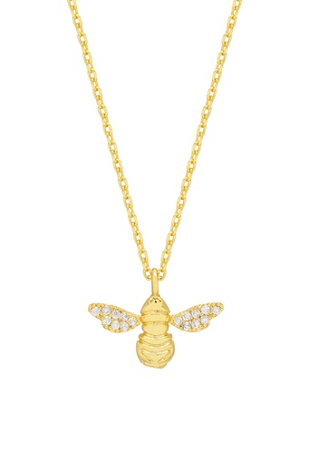 [EBN5355G] Bee Necklace Sparkle Wings