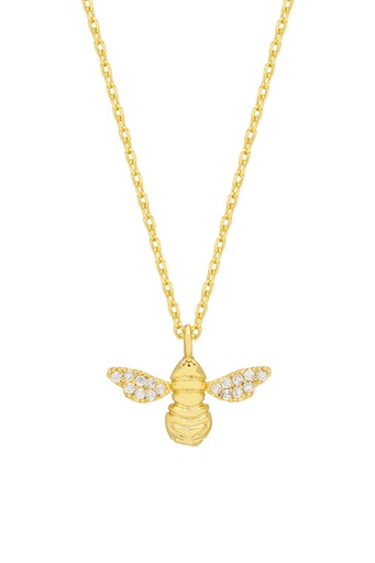 [EBN5355G] Bee Necklace Sparkle Wings