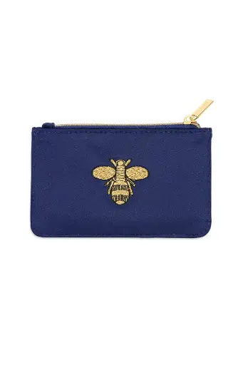 [EBP5383] Bee Embroidery Card Purse - Navy