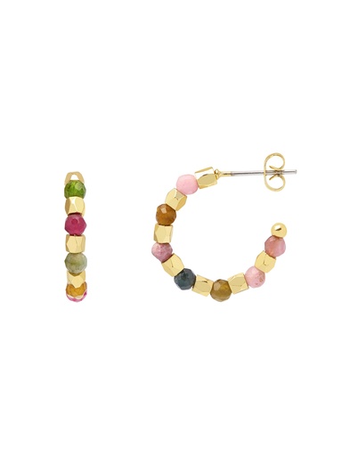 [EBE5513G] Coco & Tourmaline Hoop Earrings