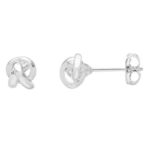[EBE5597S] Knot Stud Earrings - Silver Plated