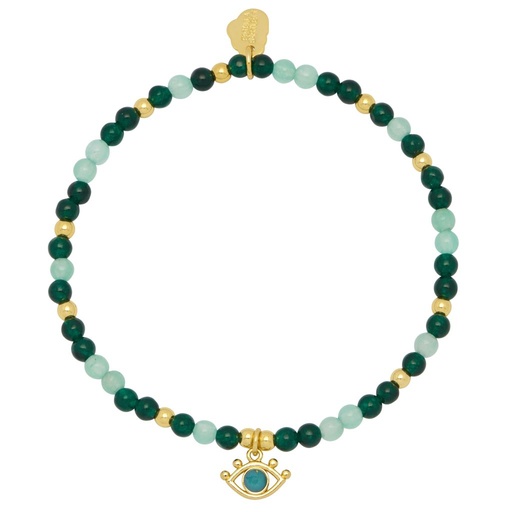 [EBB5603G] Beaded Evil Eye Bracelet - Gold Plated