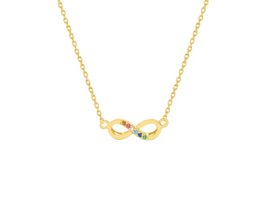 [EBN5625G] Multi CZ Infinity Necklace - Gold Plated