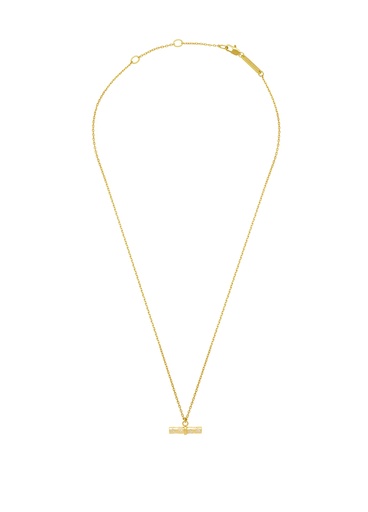 [EBN5681G] Floral Pattern Tbar Necklace - Gold Plated