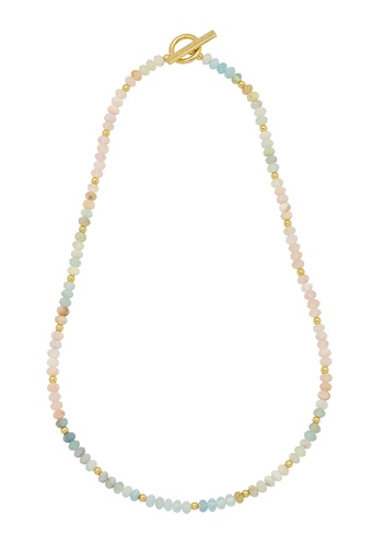 [EBN5693M] Mix Pastel Rainbow Semi Precious Beaded Necklace With EB Tbar