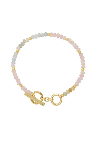 [EBB5701M] Mix Pastel Rainbow Semi Precious Beaded Bracelet With EB Tbar