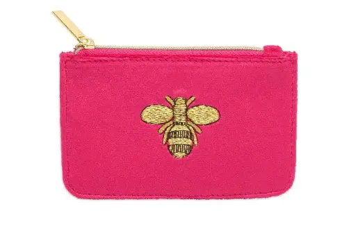 [EBP5764] Bee Embroidery Card Purse - Hot Pink