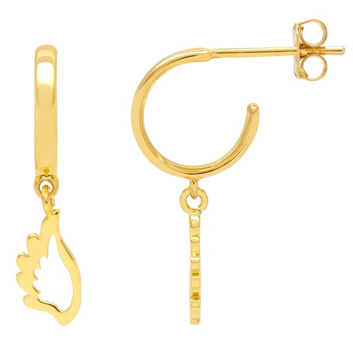 [EBE5771G] Angle Wing Hoops - Gold Plated