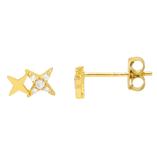 [EBE5776G] Duo Star Studs - Gold Plated