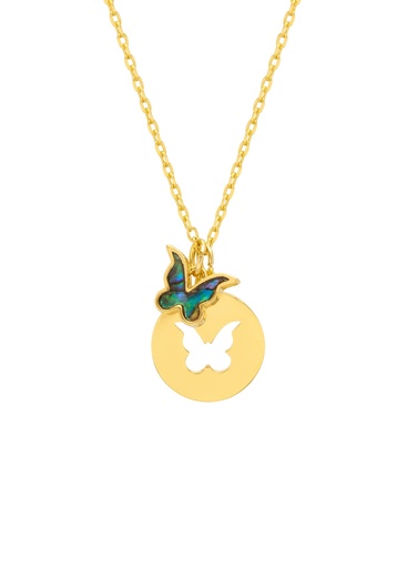 [EBN5783G] Abalone Butterfly Necklace - Gold Plated