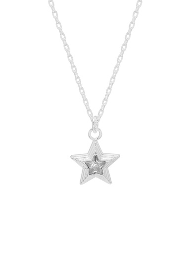 [EBN5785S] Blue Star Necklace - Silver Plated