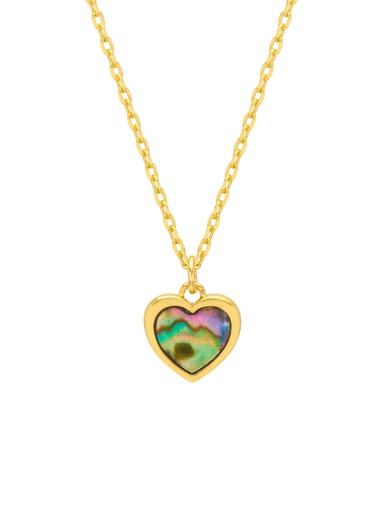 [EBN5786G] Abalone Heart Necklace - Gold Plated