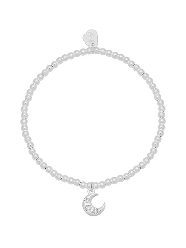 [EBB5804S] Moon CZ Stretch Sienna Bracelet - Silver Plated