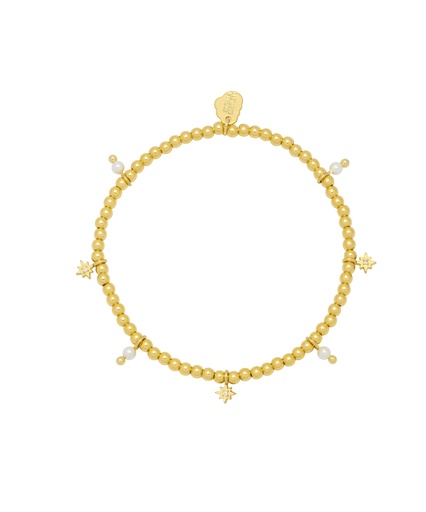 [EBB5810G] Pearl And Star Multi Bracelet - Gold Plated
