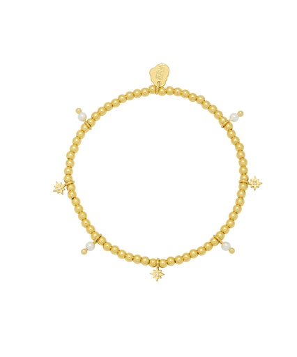 [EBB5810G] Pearl And Star Multi Bracelet - Gold Plated