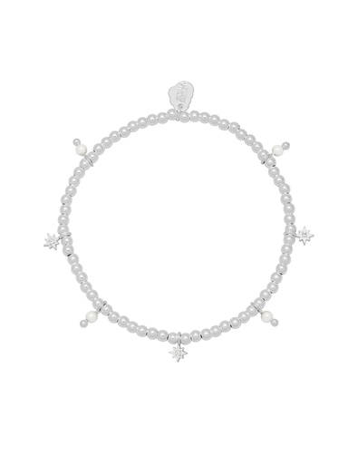 [EBB5811S] Pearl And Star Multi Bracelet - Silver Plated