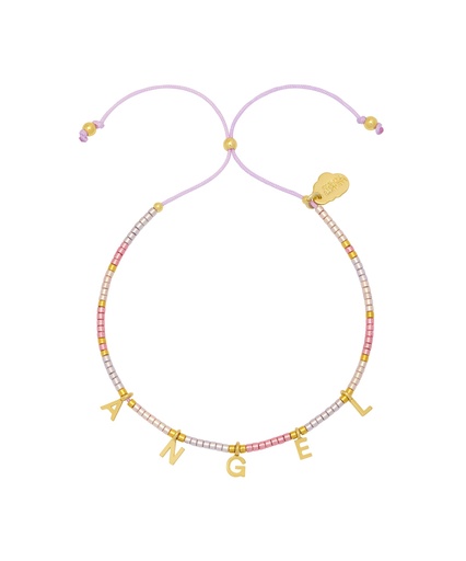 [EBB5812G] Pink Miyuki Angel Bracelet - Gold Plated